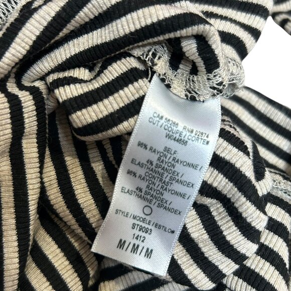 Splendid Stretchy Tan/Black Stripe Hoodie Long Sleeve Top Size M - Picture 6 of 6
